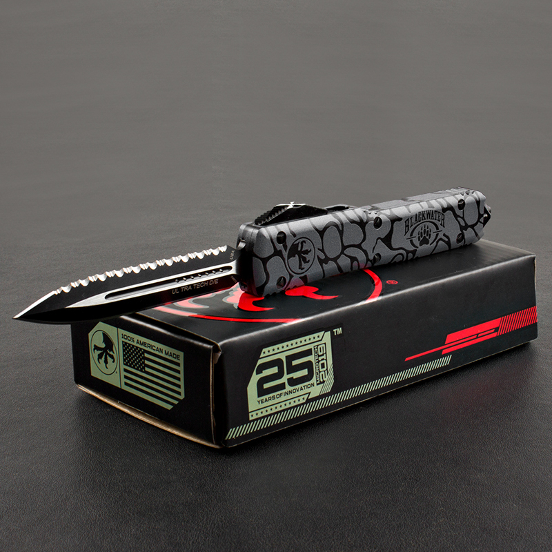 Microtech 3D UTX-70 Ultratech OTF AUTO Knife 3.34" Elmax Plain Blade, Aluminum Alloy Handles