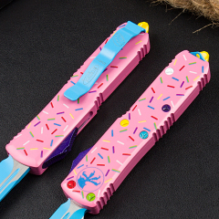 Microtech Donut UTX-85 AUTO OTF Knife 3.34" D2 Plain Blade, Aluminum Alloy Handles