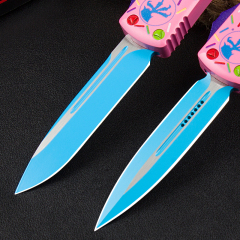 Microtech Donut UTX-85 AUTO OTF Knife 3.34" D2 Plain Blade, Aluminum Alloy Handles