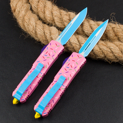 Microtech Donut UTX-85 AUTO OTF Knife 3.34" D2 Plain Blade, Aluminum Alloy Handles