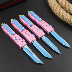 Microtech Donut UTX-70 AUTO OTF Knife 3.34" 440C Plain Blade, Zinc Alloy Handles