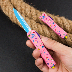 Microtech Donut Mini UTX-70 AUTO OTF Knife 2.36" D2 Plain Blade, Aviation Aluminum Handles