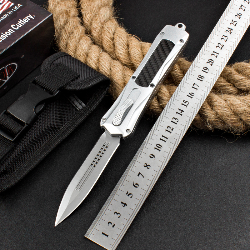 Microtech Troodon AUTO OTF Knife 3.54" 440A Plain Blade, Zinc Aluminum Alloy Handles