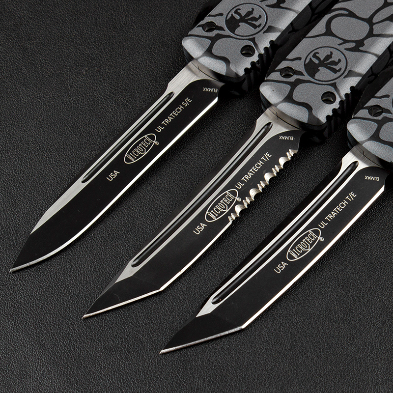 Microtech 3D UTX-70 Ultratech OTF AUTO Knife 3.34" Elmax Plain Blade, Aluminum Alloy Handles