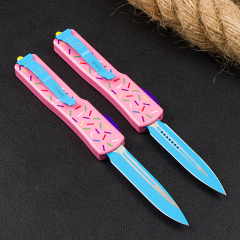 Microtech Donut Mini UTX-70 AUTO OTF Knife 2.36" D2 Plain Blade, Aviation Aluminum Handles