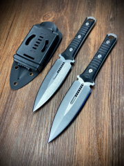 Microtech/Borka Blades SBD Fixed Blade Knife 4.33" M390 Dagger Blade, Milled Black G10 Handles