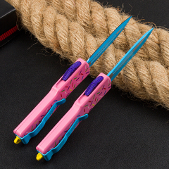 Microtech Donut Mini UTX-70 AUTO OTF Knife 2.36" D2 Plain Blade, Aviation Aluminum Handles