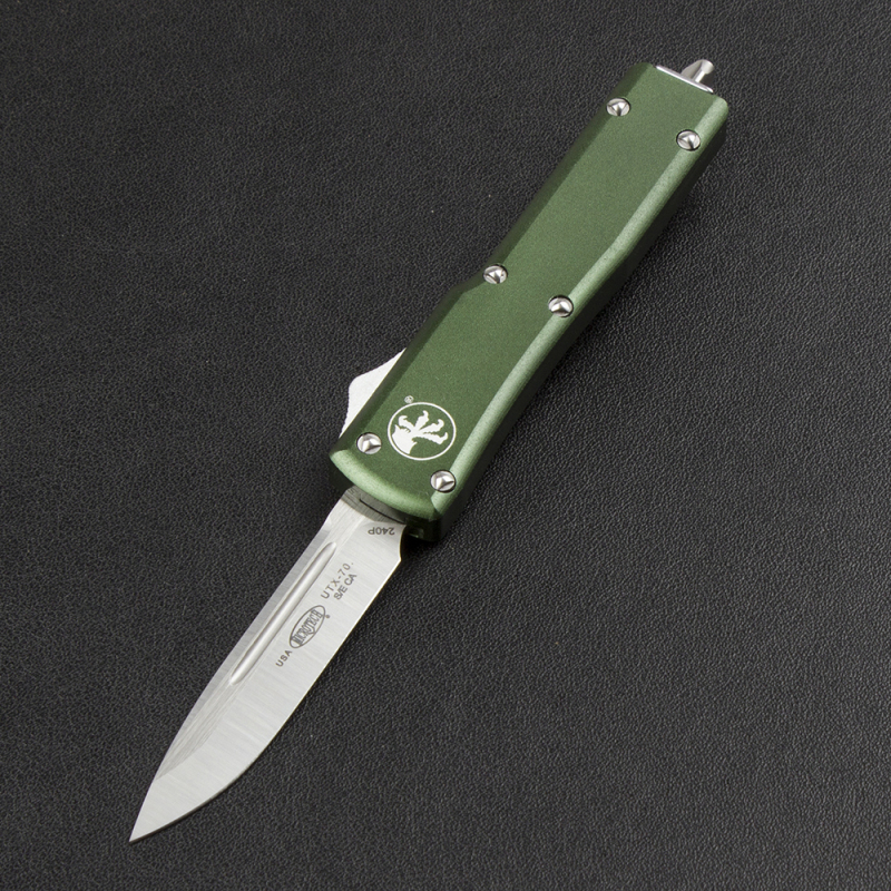 Microtech Mini UTX70 OTF AUTO Knife 2.4" 204P Blade, Aviation Aluminum Handles