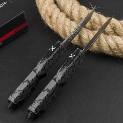 Microtech 3D UTX-70 Ultratech OTF AUTO Knife 3.34" Damascus Plain Blade, Aluminum Alloy Handles