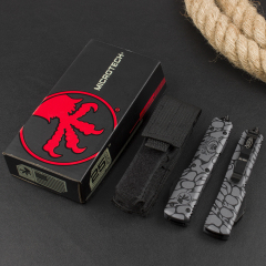 Microtech 3D UTX-70 Ultratech OTF AUTO Knife 3.34" Damascus Plain Blade, Aluminum Alloy Handles