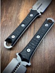 Microtech/Borka Blades SBD Fixed Blade Knife 4.33" M390 Dagger Blade, Milled Black G10 Handles