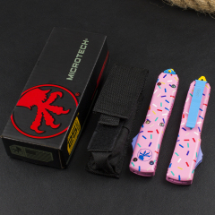 Microtech Donut UTX-70 AUTO OTF Knife 3.34" 440C Plain Blade, Zinc Alloy Handles