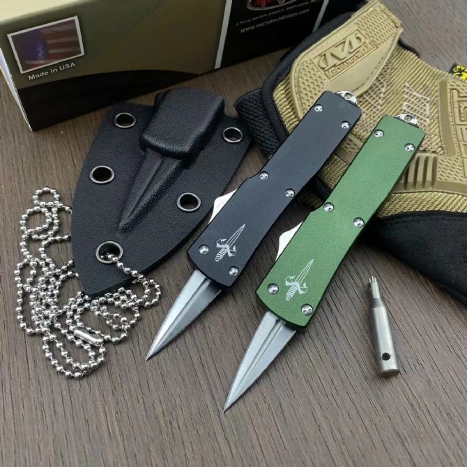 Microtech Mini Venom OTF AUTO Knife 3.7" D2 Blade, Aviation Aluminum Handles