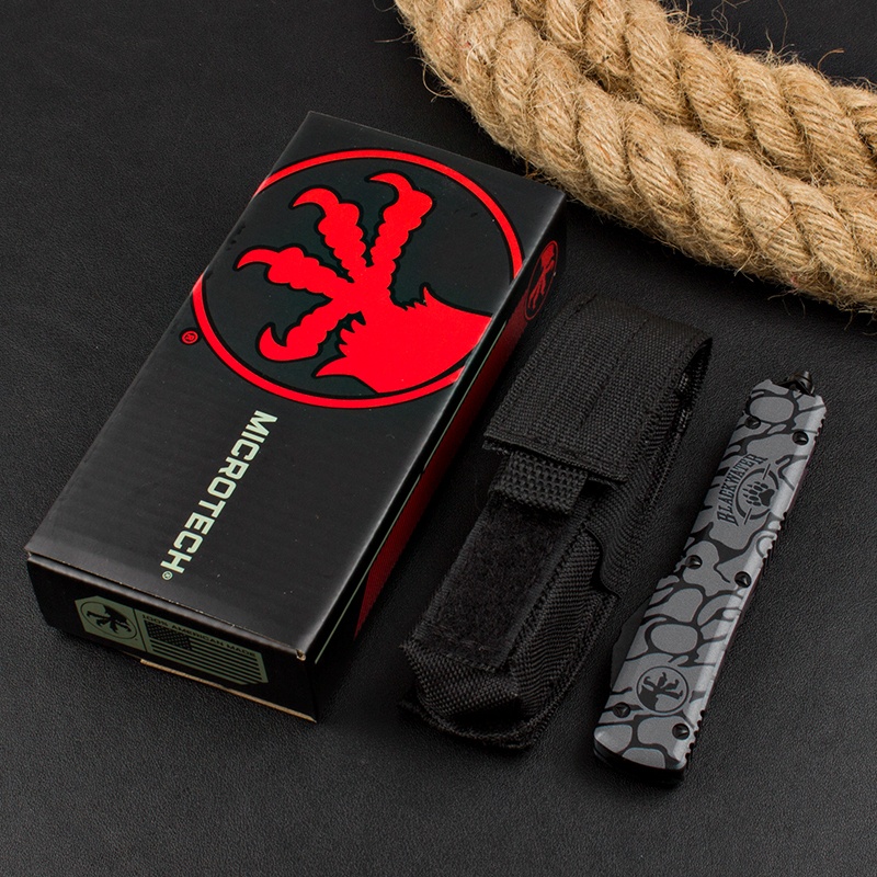 Microtech 3D UTX-70 Ultratech OTF AUTO Knife 3.34" Elmax Plain Blade, Aluminum Alloy Handles