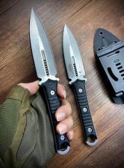Microtech/Borka Blades SBD Fixed Blade Knife 4.33" M390 Dagger Blade, Milled Black G10 Handles