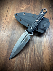 Microtech/Borka Blades SBD Fixed Blade Knife 4.33" M390 Dagger Blade, Milled Black G10 Handles