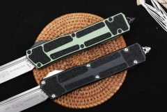 Microtech Scarab II Gen III AUTO OTF Knife 3.85" M390 Stonewashed Drop Point Blade, Aviation Aluminum Handles