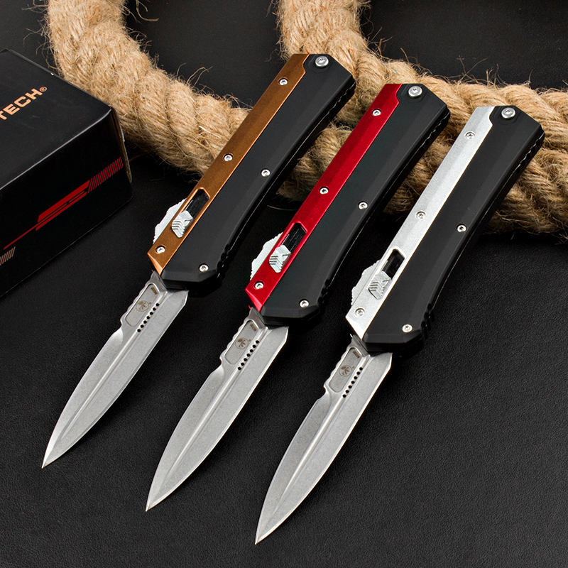 Microtech 184-10 Glykon AUTO OTF Knife 3.50" 440c Blade, Zinc Aluminum Alloy Handles