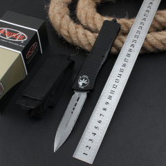 Microtech Combat Troodon AUTO OTF Knife 3.77" Damascus Plain Blade, Aluminum Alloy Handles-A11