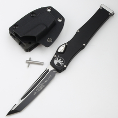 Microtech Marfione Halo VI OTF AUTO Knife 4.17" Elmax Blade, Black Aluminum Alloy Handles