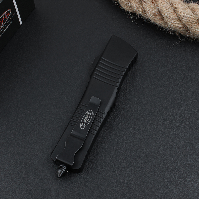 Microtech Combat Troodon AUTO OTF Knife 3.77" Damascus Plain Blade, Aluminum Alloy Handles-A11