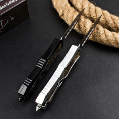 Microtech Abalone AUTO OTF Knife 3.74" 440C Plain Blade, Zinc Alloy Handles