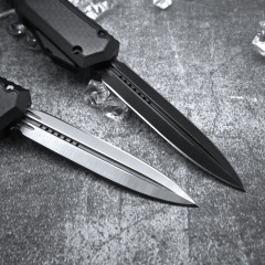 Microtech Makora II OTF AUTO Knife 3.3" D2 Dagger Blade, Black Aviation Aluminum+Carbon Fiber Handles