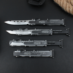 Microtech Marfione Custom Knives Mini Halo VI OTF AUTO 4.33" Elmax Blade, Black Aluminum Alloy+ABS Handles