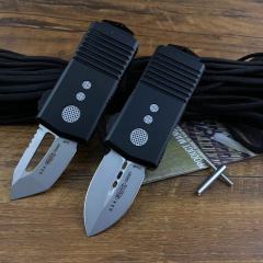 Microtech Mini  Exocet OTF Money Clip AUTO Knife 1.96" 204P Blade, Aviation Aluminum Handles