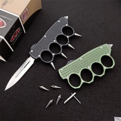 Microtech Boxing OTF AUTO Knife 3.74" D2 Plain Blade, Aluminum Alloy Handles