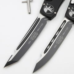 Microtech Marfione Halo VI OTF AUTO Knife 4.17" Elmax Blade, Black Aluminum Alloy Handles