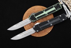Microtech Scarab II Gen III AUTO OTF Knife 3.85" M390 Stonewashed Drop Point Blade, Aviation Aluminum Handles