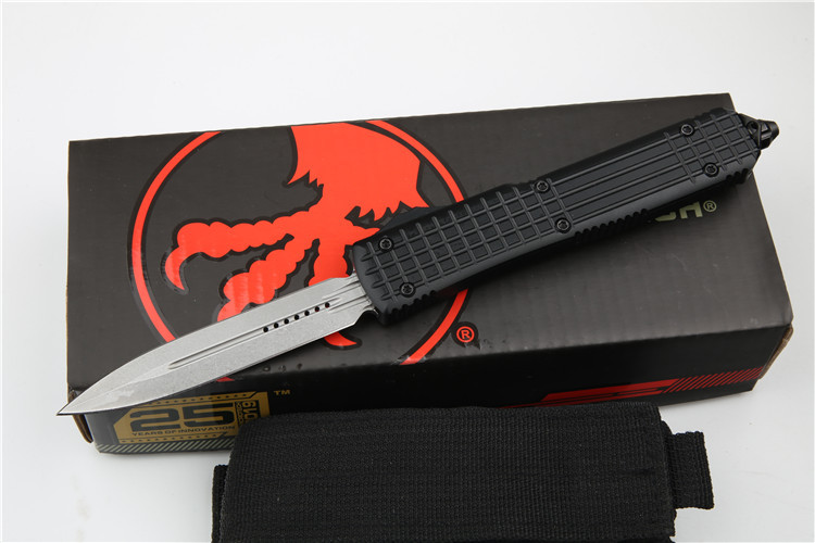 Microtech UT-Navy OTF AUTO Knife 3.34" D2 Plain Blade, Aluminum Alloy Handles