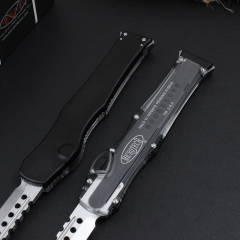 Microtech Marfione Custom Knives Mini Halo VI OTF AUTO 4.33" Elmax Blade, Black Aluminum Alloy+ABS Handles