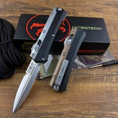 Microtech 184-10 Glykon AUTO OTF Knife 3.62" M390 Blade, Aviation Aluminum Handles