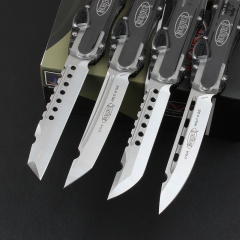 Microtech Marfione Custom Knives Mini Halo VI OTF AUTO 4.33" Elmax Blade, Black Aluminum Alloy+ABS Handles