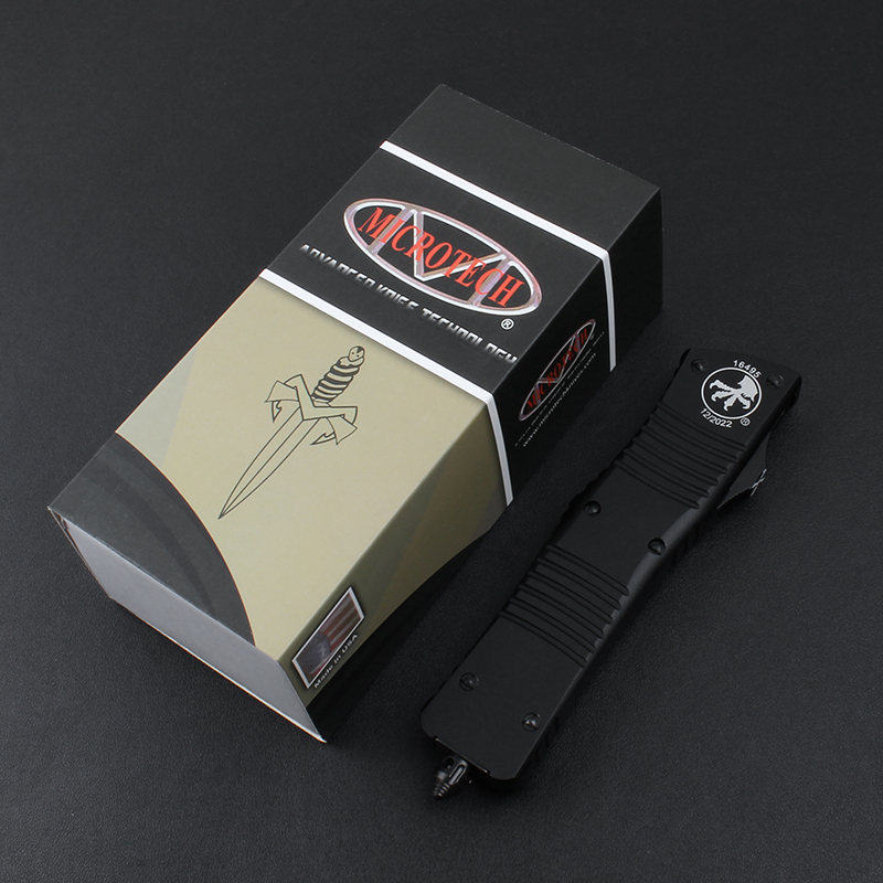 Microtech Combat Troodon AUTO OTF Knife 3.77" Damascus Plain Blade, Aluminum Alloy Handles-A11