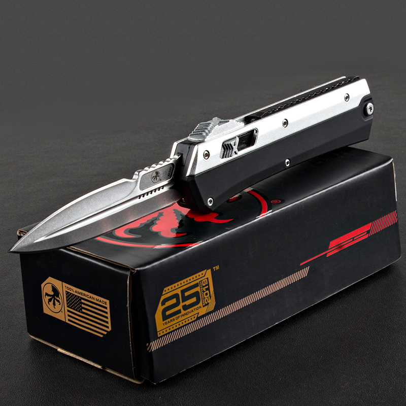 Microtech 184-10 Glykon AUTO OTF Knife 3.50" 440c Blade, Zinc Aluminum Alloy Handles