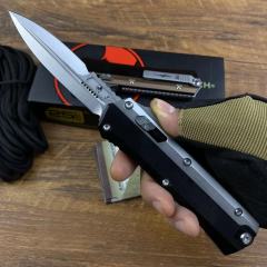 Microtech 184-10 Glykon AUTO OTF Knife 3.62" M390 Blade, Aviation Aluminum Handles