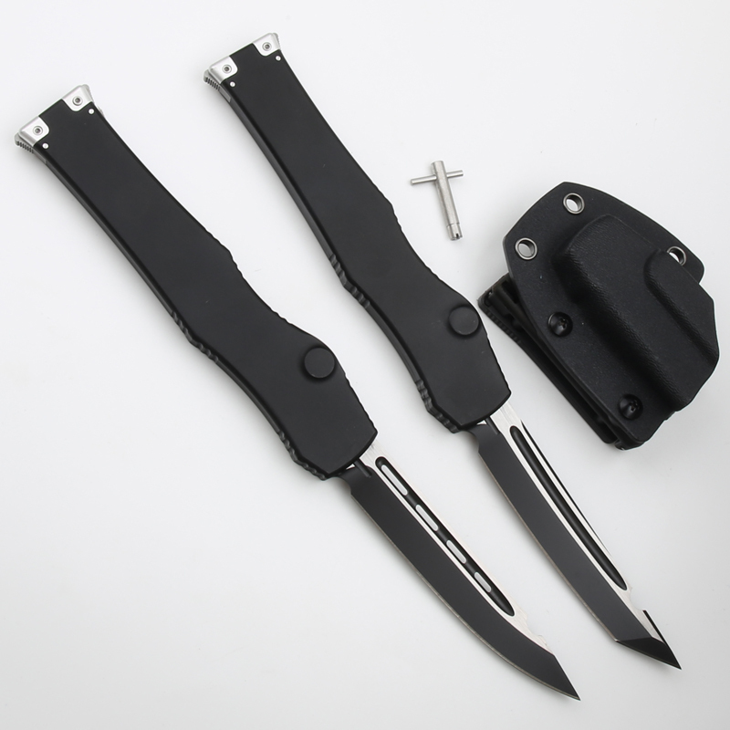 Microtech Marfione Halo VI OTF AUTO Knife 4.17" Elmax Blade, Black Aluminum Alloy Handles