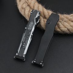 Microtech Marfione Custom Knives Mini Halo VI OTF AUTO 4.33" Elmax Blade, Black Aluminum Alloy+ABS Handles