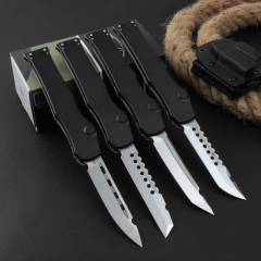 Microtech Marfione Custom Knives Mini Halo VI OTF AUTO 4.33" Elmax Blade, Black Aluminum Alloy+ABS Handles