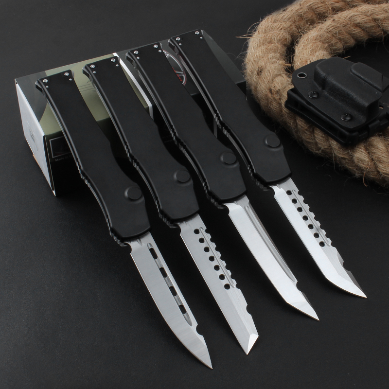 Microtech Marfione Custom Knives Mini Halo VI OTF AUTO 4.33" Elmax Blade, Black Aluminum Alloy+ABS Handles