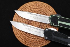 Microtech Scarab II Gen III AUTO OTF Knife 3.85" M390 Stonewashed Drop Point Blade, Aviation Aluminum Handles