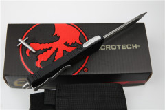 Microtech Hellhound AUTO OTF Knife 3.14" Damascus Plain Blade, Aviation Aluminum Handles