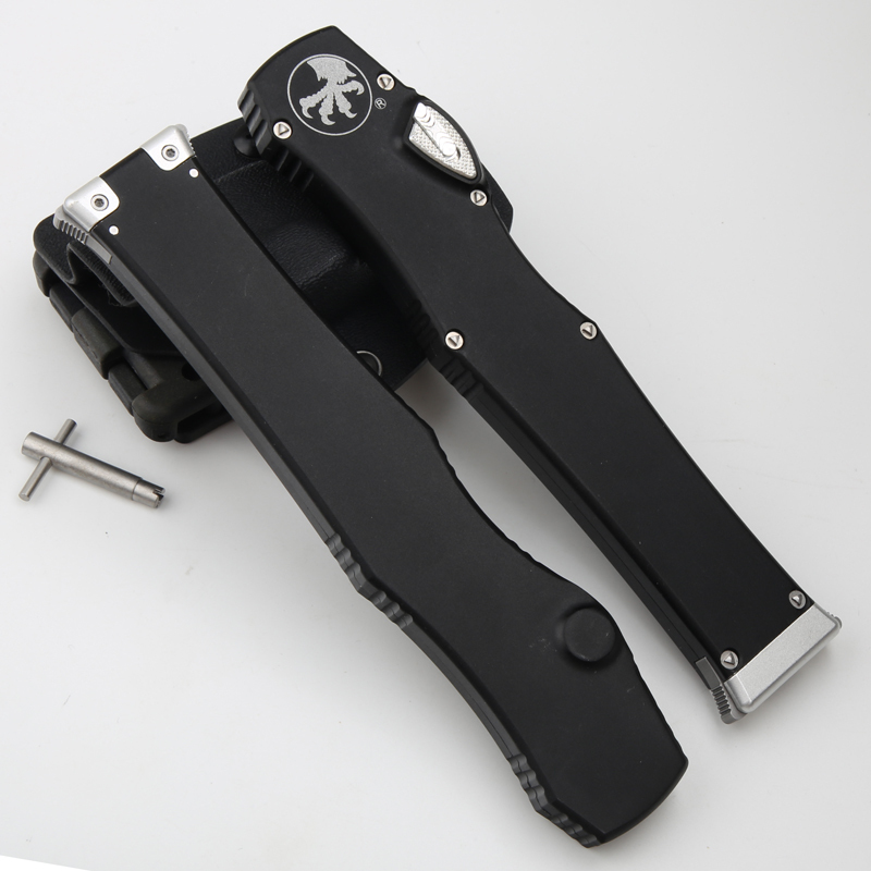 Microtech Marfione Halo VI OTF AUTO Knife 4.17" Elmax Blade, Black Aluminum Alloy Handles