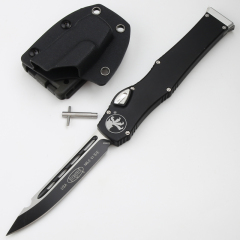 Microtech Marfione Halo VI OTF AUTO Knife 4.17" Elmax Blade, Black Aluminum Alloy Handles