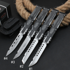 Microtech Marfione Custom Knives Mini Halo VI OTF AUTO 4.33" Elmax Blade, Black Aluminum Alloy+ABS Handles