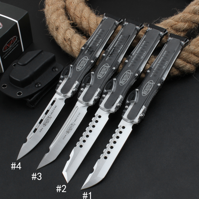 Microtech Marfione Custom Knives Mini Halo VI OTF AUTO 4.33" Elmax Blade, Black Aluminum Alloy+ABS Handles