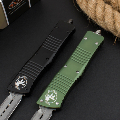 Microtech Combat Troodon AUTO OTF Knife 3.77" Damascus Plain Blade, Aluminum Alloy Handles-A11